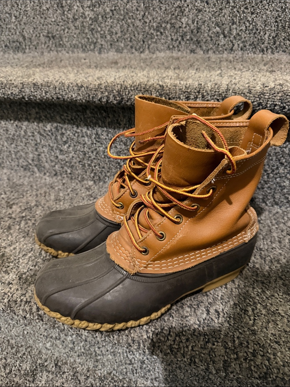 L.L. Bean Brown Leather and Black Rubber Bean Boots